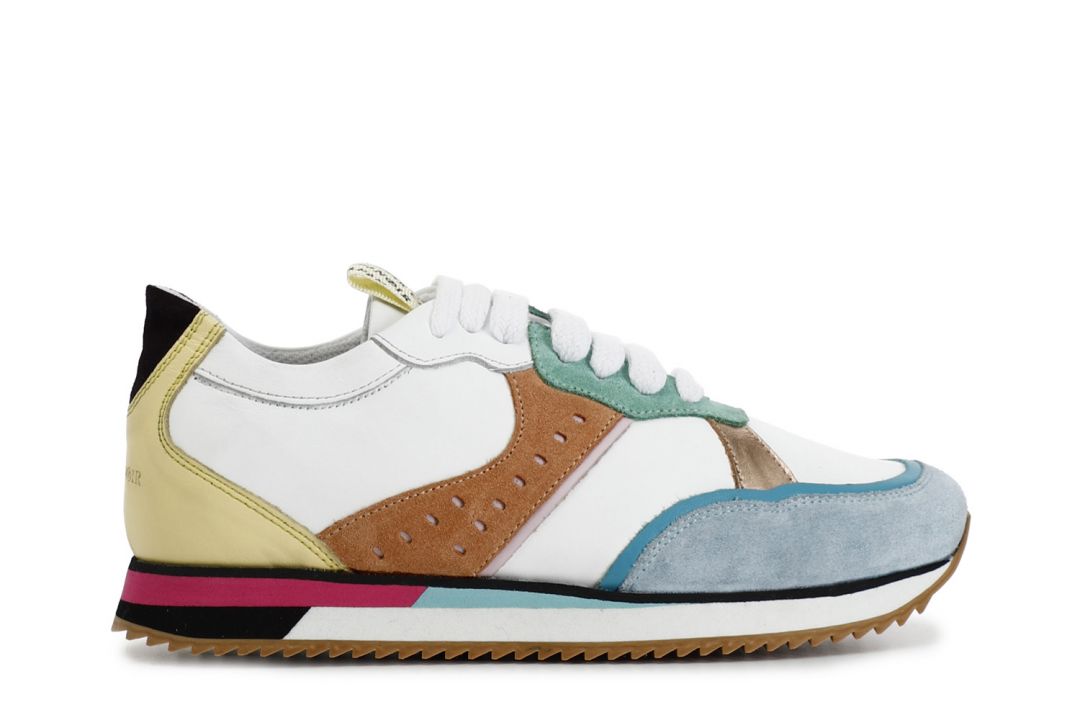 multicoloured leather sneakers with running sole multicolor