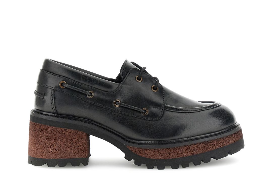 leather boat-style loafers black