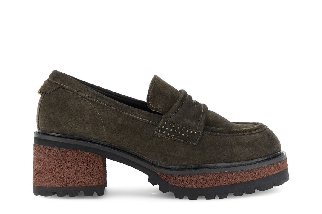 suede loafers with lug sole dark brown