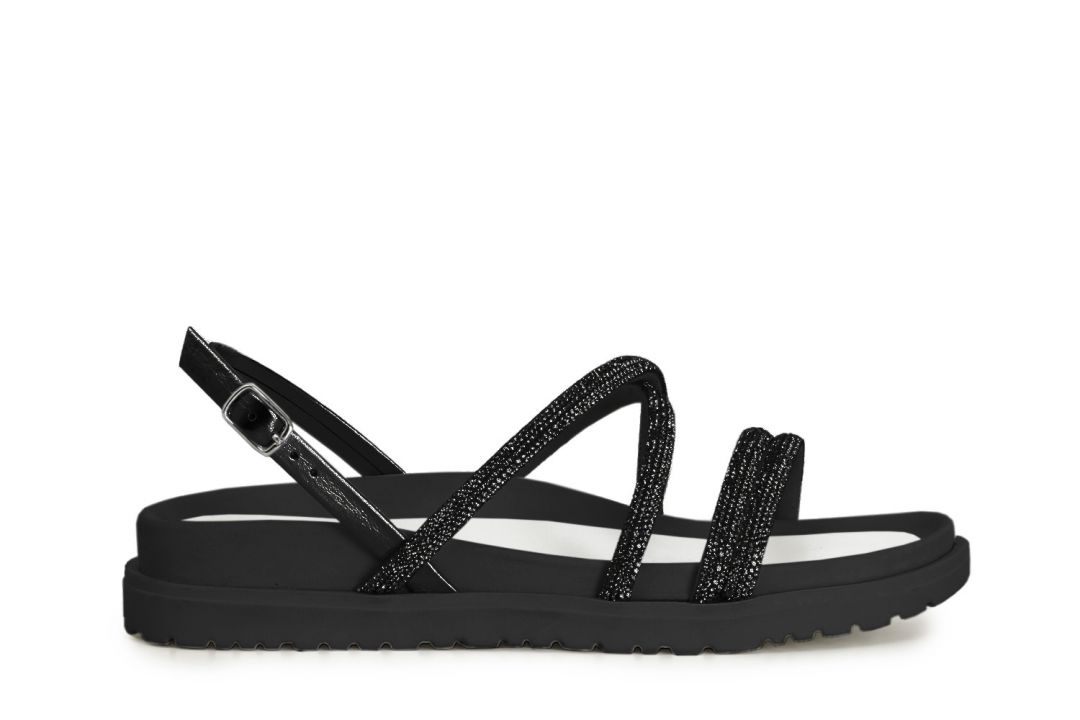 strappy sandals with rhinestones black