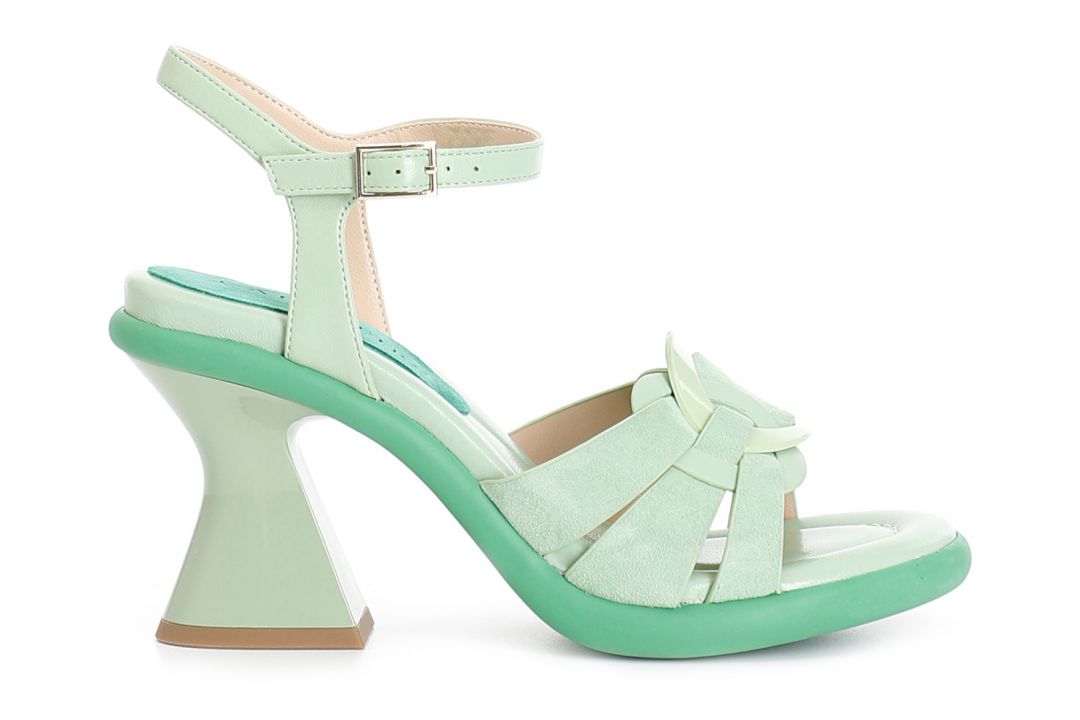 leather gilda sandals with ring accessory green