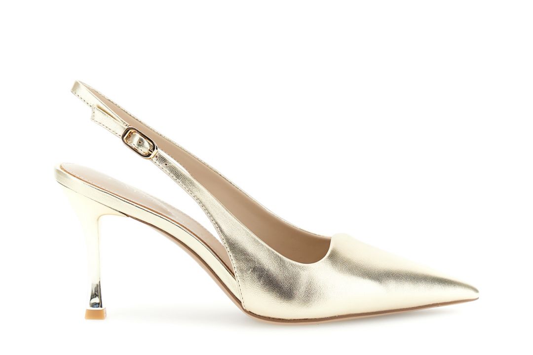 slingback décolleté in laminated leather light gold
