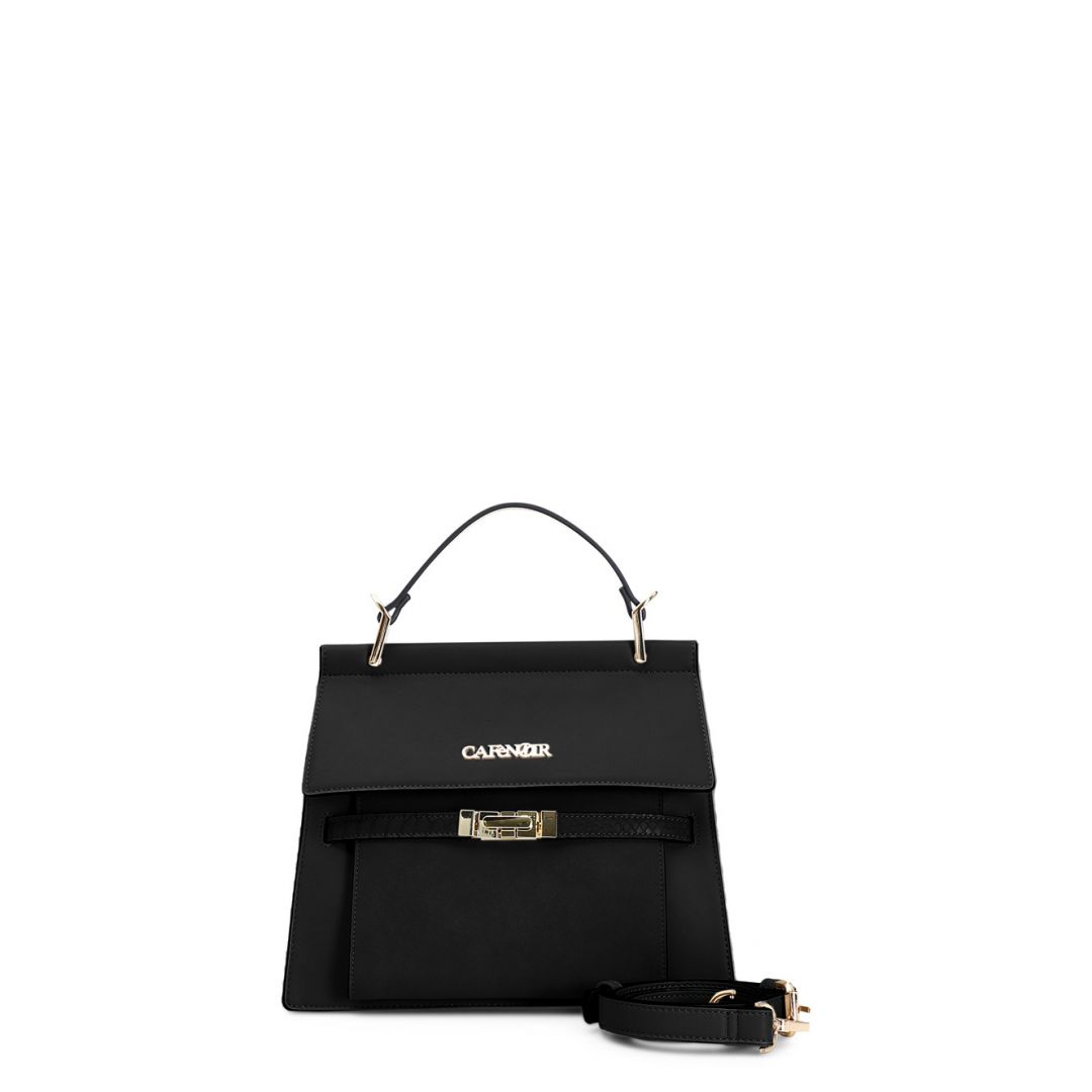 dual-material satchel with croc print detailing