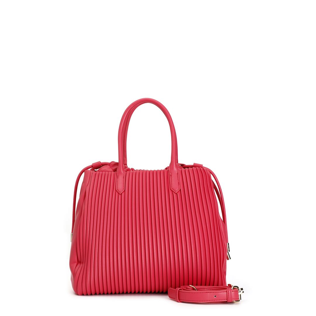 pleated bucket bag hot pink